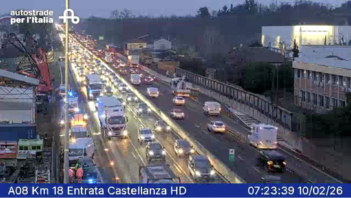Il punto dell'incidente visto dalle webcam di Autostrade per l'Italia