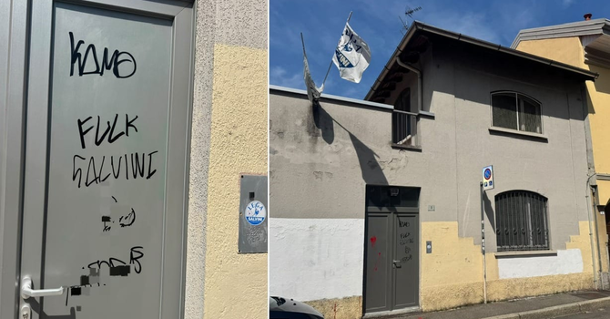 Busto, ancora insulti contro Lega e Salvini sulla sede del partito Busto, ancora insulti contro Lega e Salvini sulla sede del partito