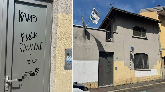 Busto, ancora insulti contro Lega e Salvini sulla sede del partito Busto, ancora insulti contro Lega e Salvini sulla sede del partito