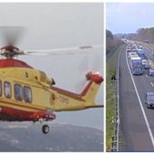 A sinistra: le code sulla diramazione questo pomeriggio nei pressi di Besnate