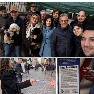 La Lega in piazza per la raccolta firme a sostegno della Carta della Lombardia