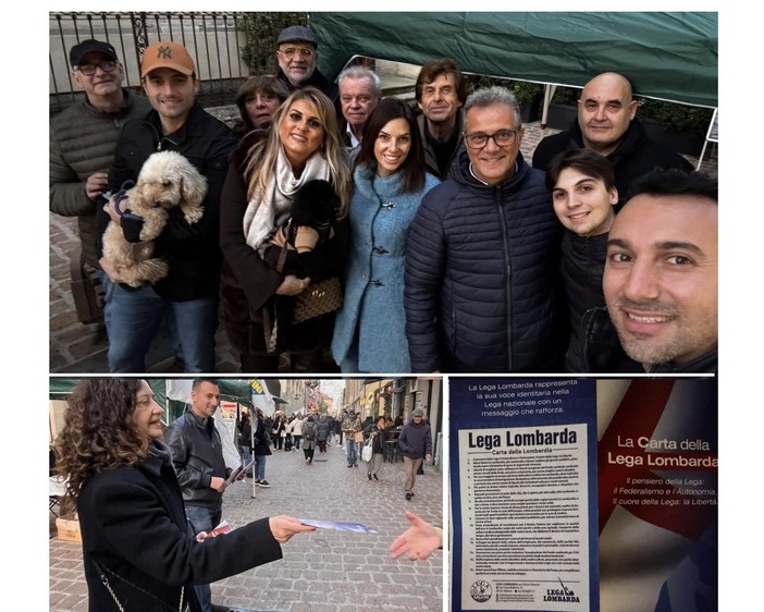 La Lega in piazza per la raccolta firme a sostegno della Carta della Lombardia