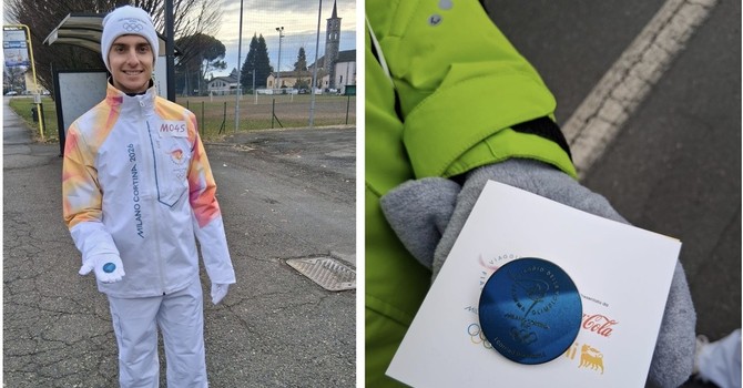 VIDEO. Che emozione, Mattia: la fiamma olimpica tra le mani