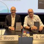 Diego Minonzio e Alessandro Sallusti alla presentazione nella sede di Confindustria Como - foto per cortesia di Antonella Corengia