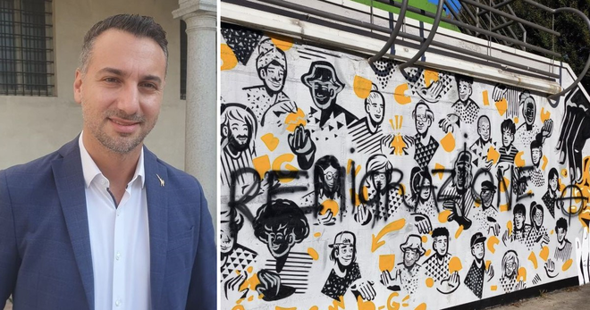 Murale sfregiato con la scritta “remigrazione”, Marra (Lega): «Ferita per l’intera comunità» Murale sfregiato con la scritta “remigrazione”, Marra (Lega): «Ferita per l’intera comunità»
