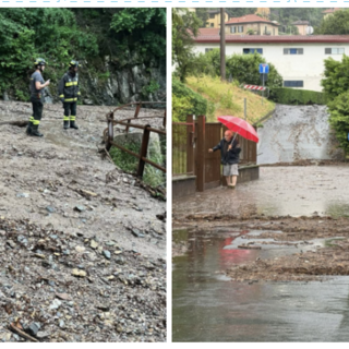 A sinistra: lo smottamento sulla Sp8 a Cittiglio. A destra: allagamenti in via Monteggia a Laveno (entrambe le foto dalla pagina "Laveno Mombello e dintorni" A sinistra: lo smottamento sulla Sp8 a Cittiglio. A destra: allagamenti in via Monteggia a Laveno (entrambe le foto dalla pagina "Laveno Mombello e dintorni"