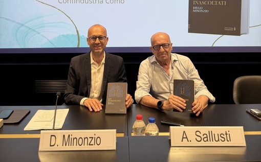 Diego Minonzio e Alessandro Sallusti alla presentazione nella sede di Confindustria Como - foto per cortesia di Antonella Corengia