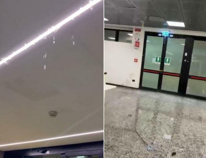 Aeroporto di Malpensa allagato per il maltempo (foto Adnkronos)