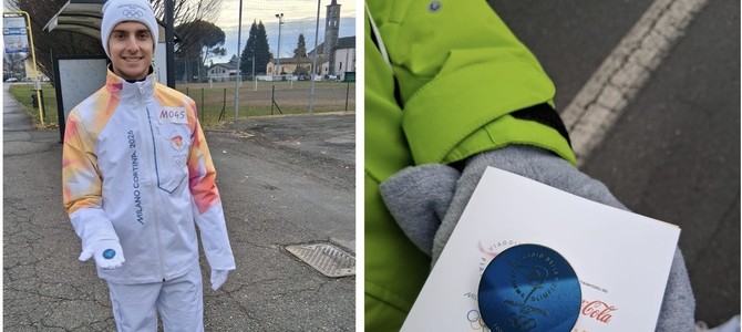 VIDEO. Che emozione, Mattia: la fiamma olimpica tra le mani