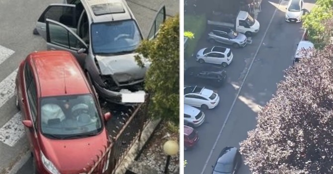 Un incidente per i contromano, avvenuto lo scorso marzo in via Orazio, e un'immagine di ieri con i veicoli che a causa di uno scontro si immettevano nel senso proibito