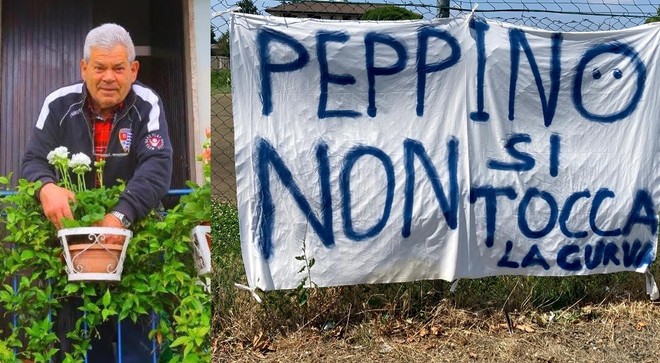Il grido della Curva per il custode dello “Speroni”. E Peppino: «Grazie ragazzi, sono 33 anni che apro e chiudo questo cancello»