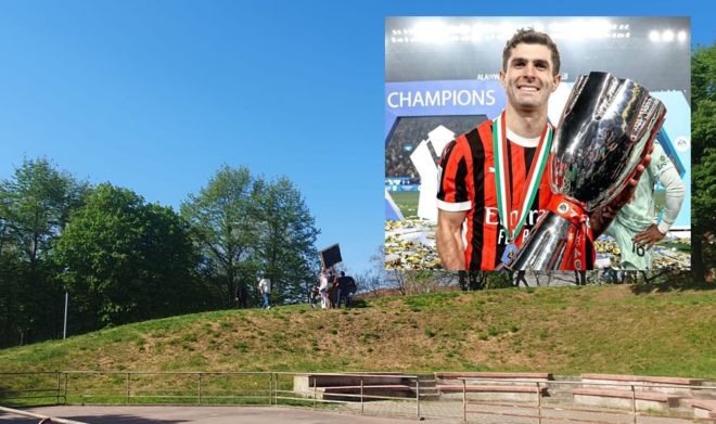 Christian Pulisic (foto dal profilo Instagram ufficiale) e il parco Comerio, diventato set fotografico per un pomeriggio