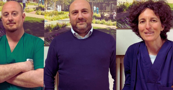 I dottori Giacomo Colombo e Biagio Paolini e la dottoressa Federica Pozzi