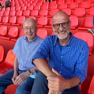 Papà Giannino e Roberto Bof allo stadio Franco Ossola