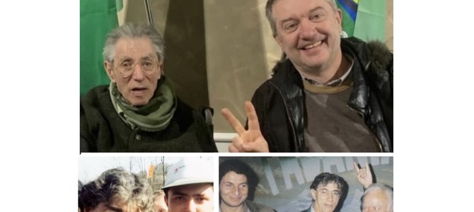Antonio Raimondi con Umberto Bossi, sotto un giovanissimo Fausto Bossi e la foto condivisa da Giorgio Mariani
