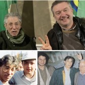 Antonio Raimondi con Umberto Bossi, sotto un giovanissimo Fausto Bossi e la foto condivisa da Giorgio Mariani
