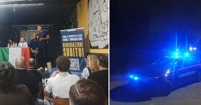 Remigrazione, una Comunità Giovanile gremita applaude ironicamente la sinistra. Protesta degli antifascisti Remigrazione, una Comunità Giovanile gremita applaude ironicamente la sinistra. Protesta degli antifascisti