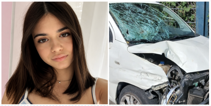 Sara Vetrano e il mezzo dopo l'incidente Sara Vetrano e il mezzo dopo l'incidente