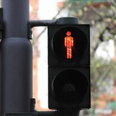 Anche i semafori sono in blocco. Foto d'archivio