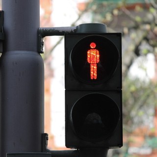 Anche i semafori sono in blocco. Foto d'archivio