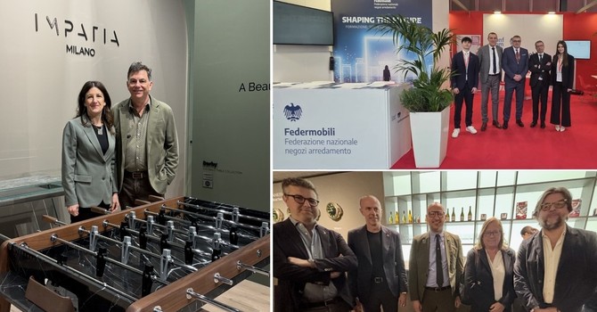 A sinistra la bustocca-olgiatese Impatia, poi in senso orario Federmobili e una visita FdI e Lega