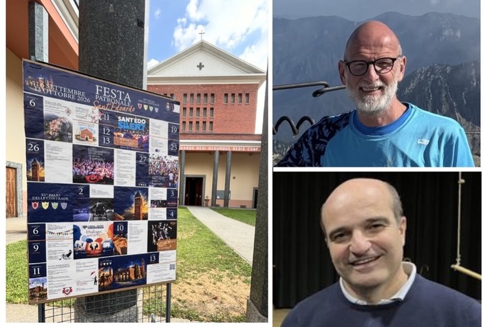 Il programma intenso della festa. Sopra Roberto Bof, sotto don Antonio Corvi Il programma intenso della festa. Sopra Roberto Bof, sotto don Antonio Corvi