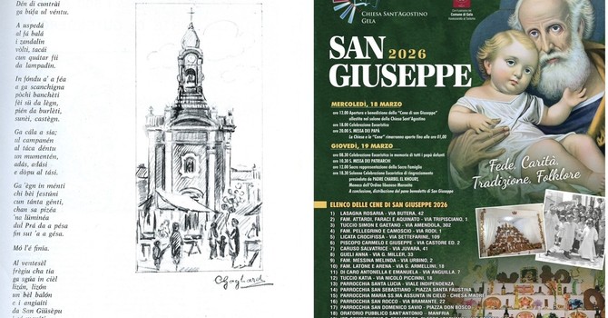 La poesia pubblicata dalla Famiglia Bustocca e la locandina a Gela