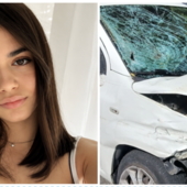 Sara Vetrano e il mezzo dopo l'incidente Sara Vetrano e il mezzo dopo l'incidente