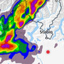 Il radar di Meteo Svizzera con il fronte temporalesco con grandine in spostamento da sudovest prima delle 15 di oggi