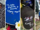 La maglietta con le firme dei Bikers Varese, il messaggio della compagna e della figlia di Mattia e il cappellino con il modellino blu della moto all'incrocio tra via Matteotti e via Toce, il luogo dove ieri il trentaquattrenne varesino ieri ha perso la vita