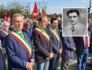 I sindaci di Cassano Magnago, Busto Arsizio e Legnano a una commemorazione di Mauro Venegoni (nel riquadro)