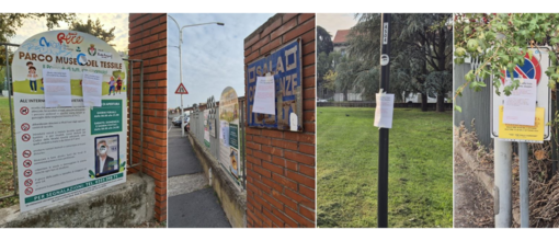 Eventi al Museo del Tessile, parco tappezzato di volantini contro sindaco e assessore Eventi al Museo del Tessile, parco tappezzato di volantini contro sindaco e assessore