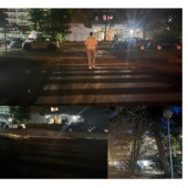 Per attraversare si può contare solo sulla luce dei telefonini o delle auto in arrivo