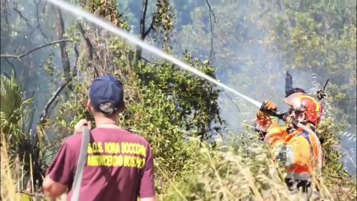Incendio a Castel Porziano, Canadair in azione a Ostia