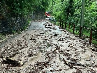 Lo smottamento sulla Provinciale per Vararo a Cittiglio (foto dalla pagina Facebook "Laveno Mombello e dintorni") Lo smottamento sulla Provinciale per Vararo a Cittiglio (foto dalla pagina Facebook "Laveno Mombello e dintorni")