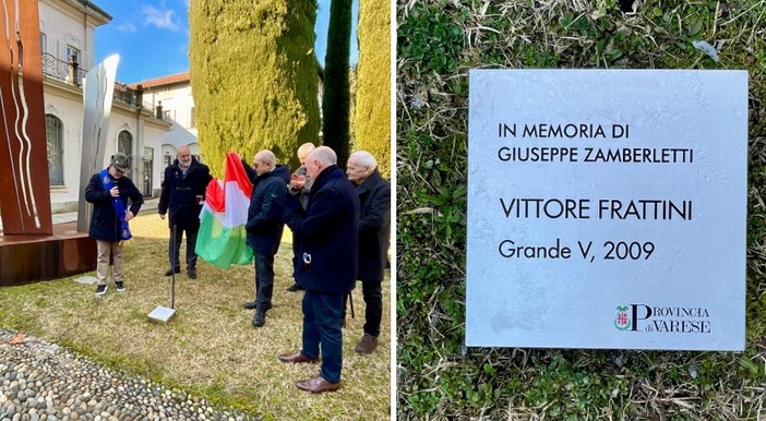 Intitolata a Giuseppe Zamberletti l'opera d'arte Le Vele a Villa Recalcati