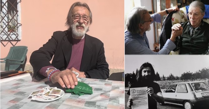 Modesto lo scorso anno durante l'intervista nella trattoria di famiglia. Sopra a destra al compleanno di Bossi e sotto in una foto degli anni ruggenti della prima Lega