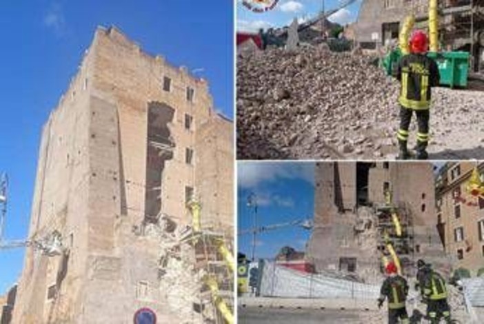 Roma, crolli alla Torre dei Conti ai Fori Imperiali: un operaio sotto le macerie
