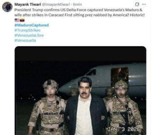 Venezuela, l'arresto di Maduro e il giallo della foto che circola online Venezuela, l'arresto di Maduro e il giallo della foto che circola online