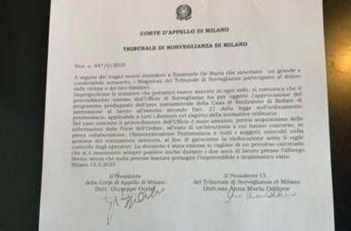 Milano, Sorveglianza: &quot;Sconcerto condivisibile su De Maria, seguita la legge&quot;