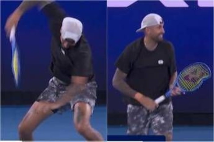 Kyrgios, show al 'Million Dollar 1 Point Slam': viene eliminato e spacca racchetta