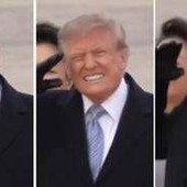 Trump accoglie Xi, passa il jet e il presidente americano 'si spaventa' Trump accoglie Xi, passa il jet e il presidente americano 'si spaventa'