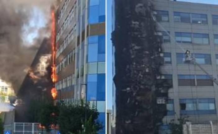 Napoli, incendio all'ospedale del Mare: fiamme e alta colonna di fumo nero
